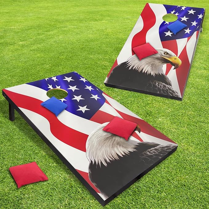 Cornhole Board Set with Carrying Bags & 8 Bean Bags Corn Hole Boards Bean Toss Game for Adults Family Outdoor Lawn Outside Backyard Games