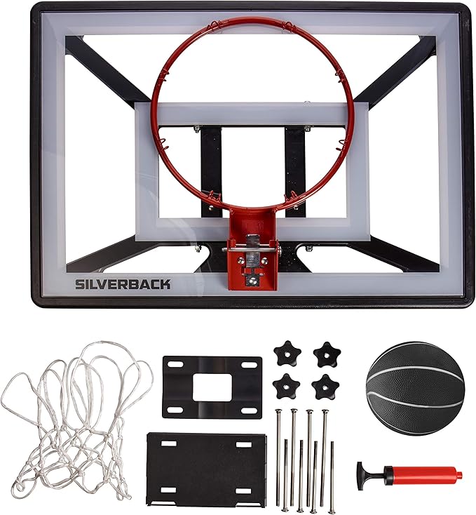 Silverback Junior Youth 33" Basketball Hoop with Lock ‘n Rock Mounting Technology Mounts to Round and Vertical Poles, Black (B8410W)