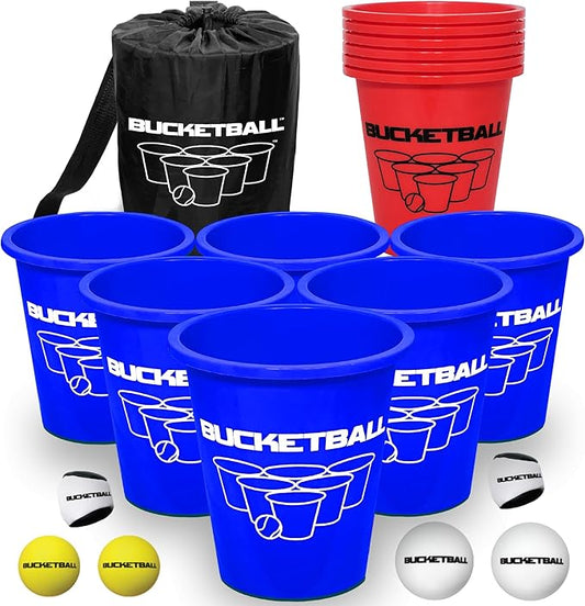 BucketBall | Team Color Edition | Combo Pack (Navy Blue/Red): Original Yard Pong Game: Best Camping, Beach, Lawn, Outdoor, Family, Adult, Tailgate, Jumbo, Giant Game