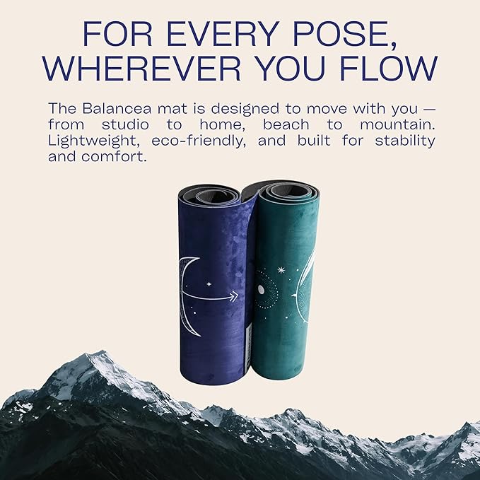 Yoga Mat 5mm Non Slip Suede & TPE - Eco-Friendly Fitness & Exercise Mat for Home Gym, Pilates, Hot Yoga, and Meditation - Lightweight Durable 72 x 24 inch Workout Mat for Women & Men