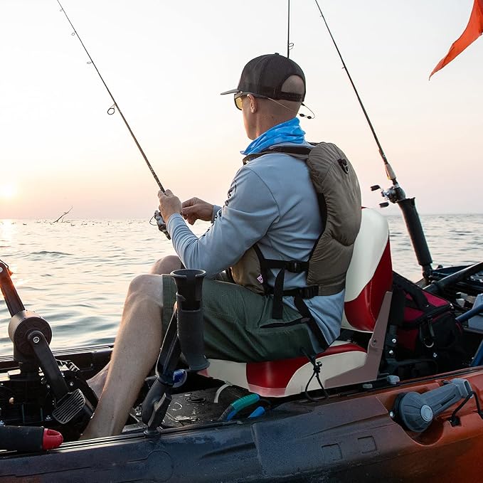 PEXMOR Boat Seats Low/High Back, Folding Boat Seat Included, Fold-Down Fishing Boat Seats Waterproof Captain Boat Seat w/Aluminum Hinges & Thick Soft Cushion, 2 Packs (Low Back-Red & White)