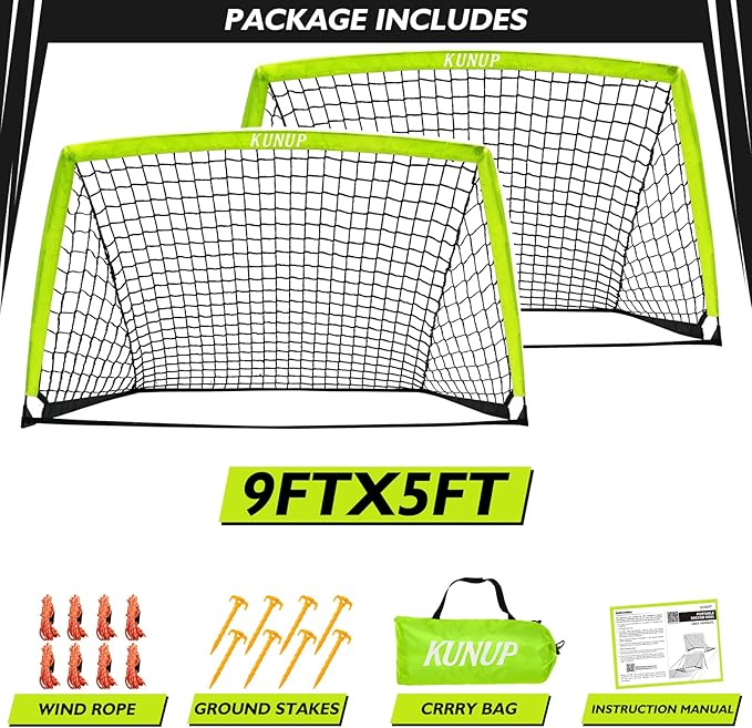 2 of 5×3 6x4 9x5 FT Portable Kids Soccer Goals Set, Foldable Soccer Practice Nets for Backyard with Carrying Bag for Toddler Youth Pop Up Soccer Training Equipment Indoor Outdoor Sports Game Gift