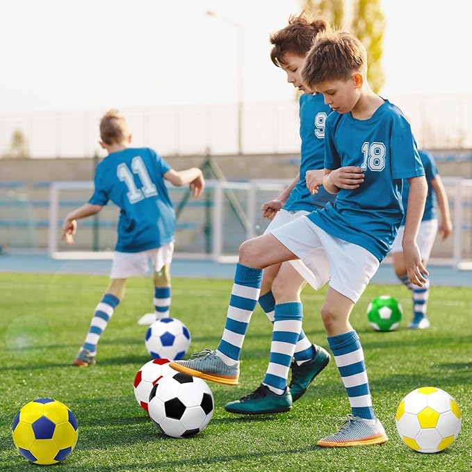 6 Pack Operation Deflated Christmas Soccer Ball with Pump for Child,Items Bulk Deals Soccer Balls,Classic Soccer Balls with Mesh Sport Bag Pump Needle for Shoebox Gift Fillers Charity Donations