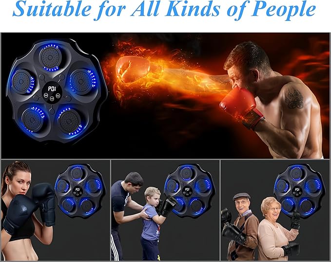 Music Boxing Machine, Smart Bluetooth Music Punching Machine with Gloves, Large Size Wall Mounted Electronic Boxing Target for Adults Kids, 9 Modes & 9 Speeds (Upgrade)