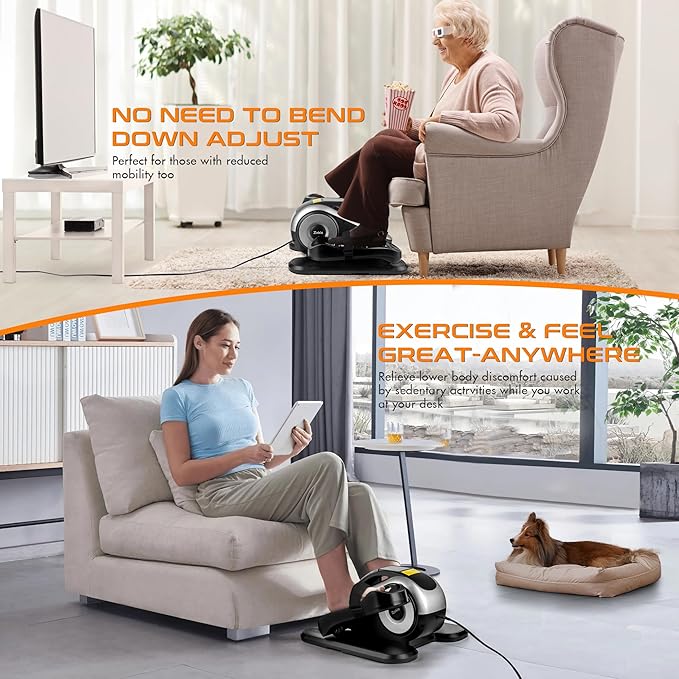 Zakle Under Desk Elliptical Machine, Electric Seated Pedal Exerciser w/Remote Control & 12 Adjustable Speeds, Fully Assembled Elliptical Training Machine for Home Office