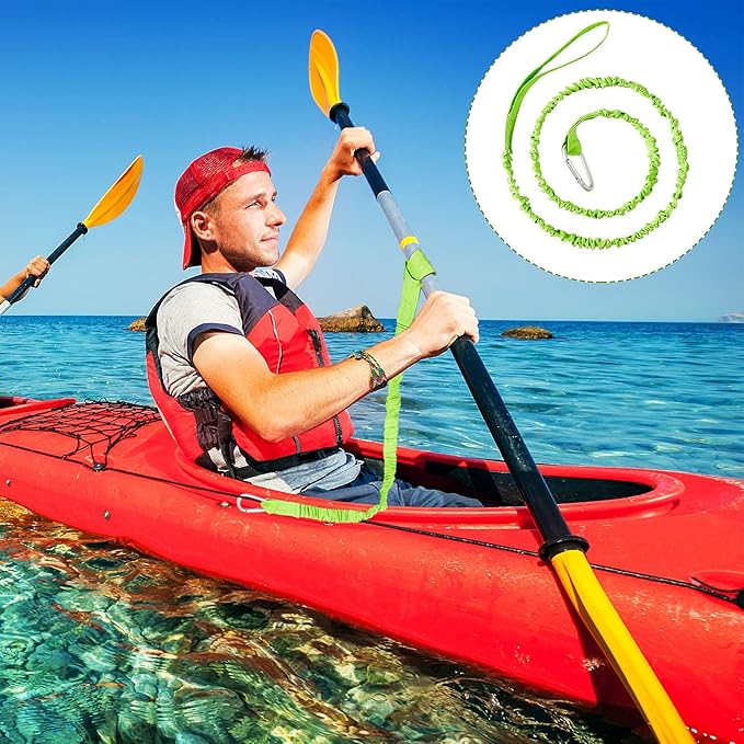 Sumind 4 Pieces Kayak Paddle Leash Kayak Rod Leash Paddle Lanyard Stretchable Coiled Lanyard Accessories for Paddles
