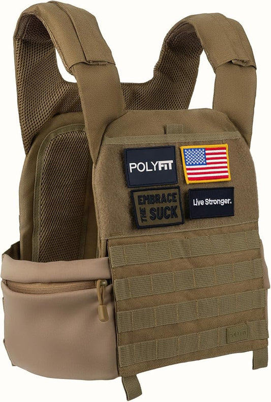 POLYFIT (Fortify) Weighted Vest for Strength and Endurance Training, Rucking, Fitness Workouts, Running, WODs
