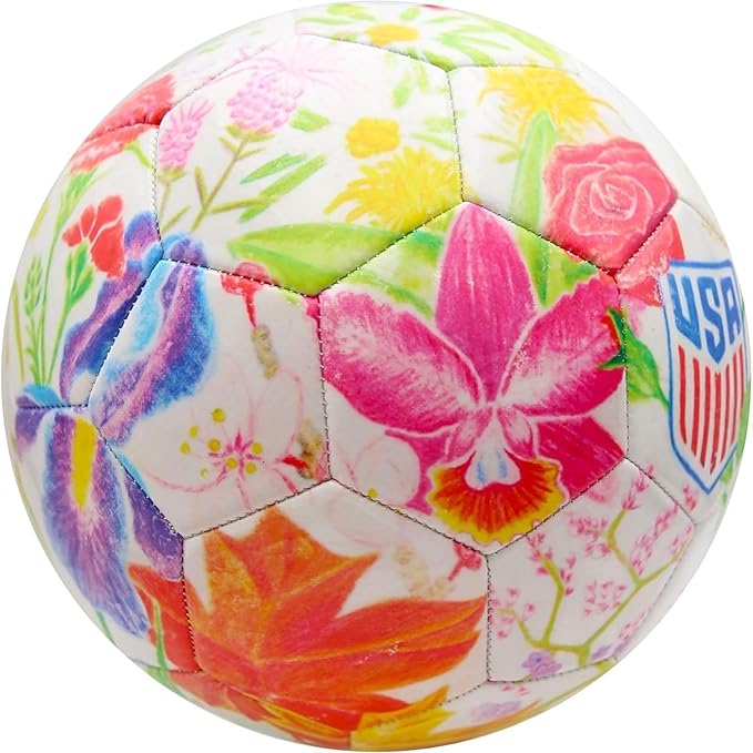 Icon Sports Officially Licensed U.S. Soccer Federation Size 5 Soccer Ball | Crayola & Fox Sport Collaberation Flower Ball by Elysa Garcia