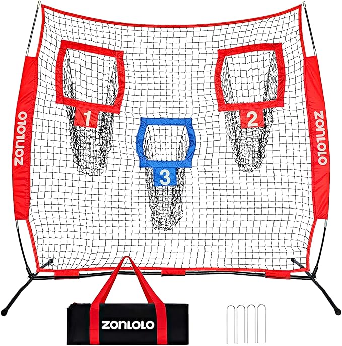6x6ft Football Training Net, Football Throwing Net with 3 Target Pockets, Portable QB Throwing Practice Equipment with Small Carry Bag,Most Suitable for Kids