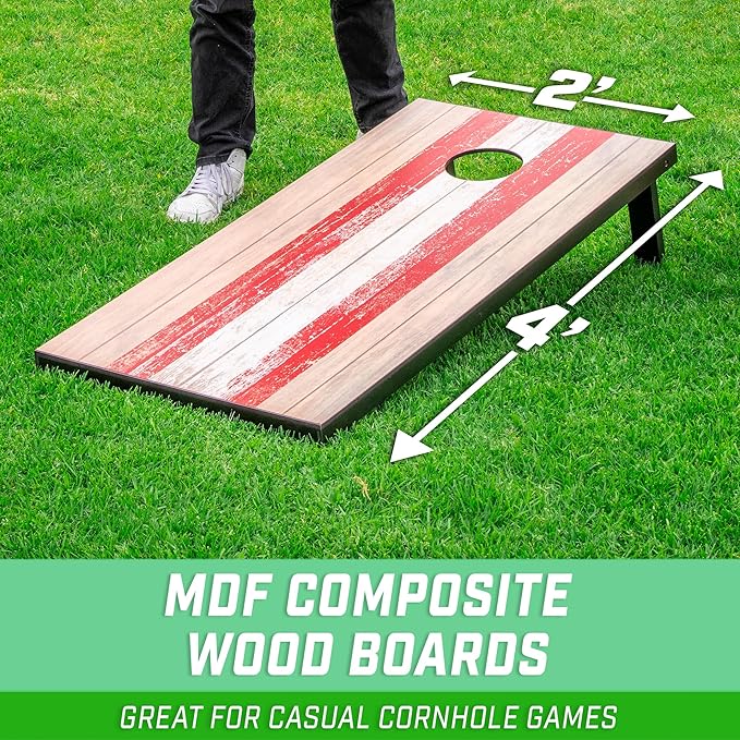 GoSports Portable Cornhole Sets, 8 Styles – Choose 4 x 2 ft or 3 x 2 ft - Boards Include 8 Bean Bags, Travel Case, and Game Rules