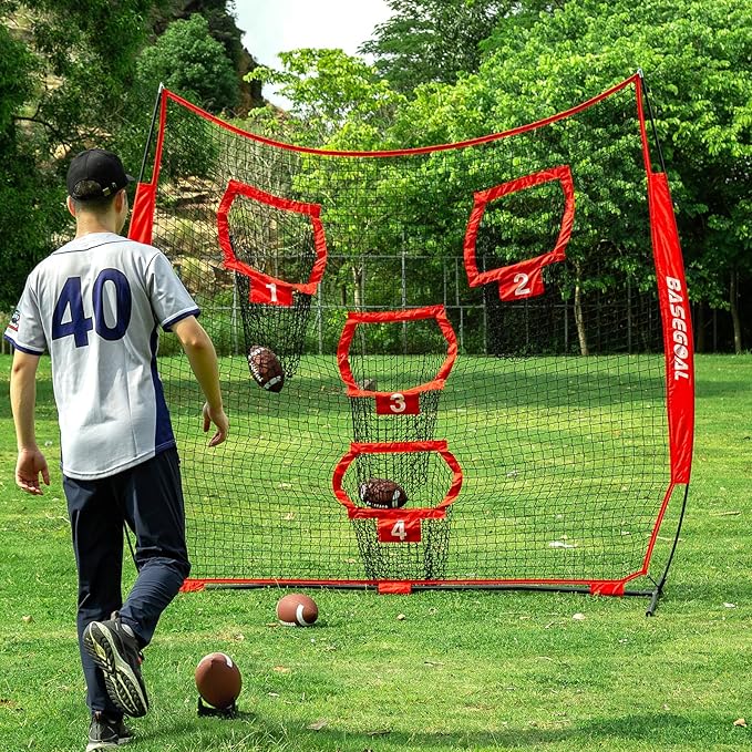 8ft Football Nets with 4 Target Pockets for Improving Accuracy Throwing