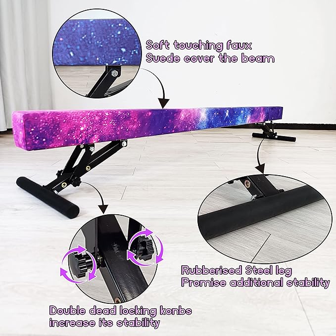 Adjustable Balance Beam Gymnastics Beam 8 FT Adjustable Height Beams for Kids, High and Low Floor Beams,Gymnastics Equipment for Kids Adults Training at Home and Gym Center