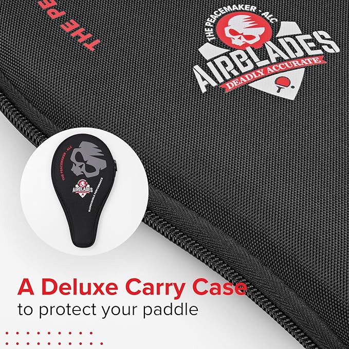 The Peace Maker ALC - Professional Ping Pong Paddle - Carbon Fiber Table Tennis Racket Producing Maximum Spin & Control for All Levels - Hard Carry Case & Ergonomic Handle.