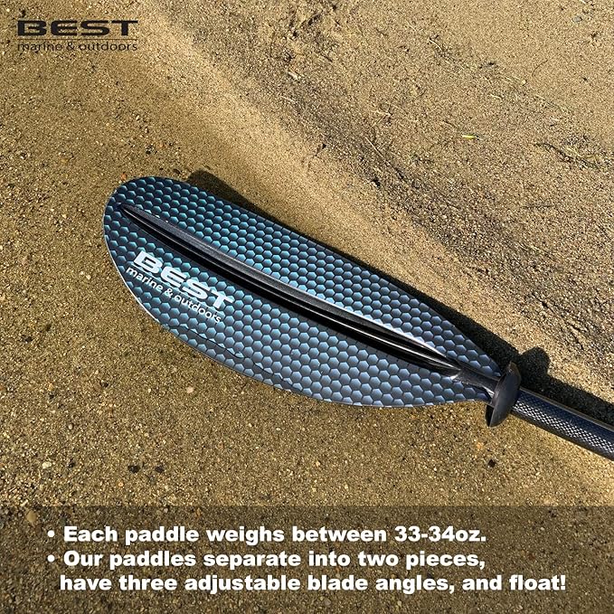 Best Marine and Outdoors Kayak Paddle, Carbon Fiber Shaft & Fiberglass Reinforced Polypropylene Blades, 220cm, 234cm, 250cm, Lightweight Kayak Paddles for Adults