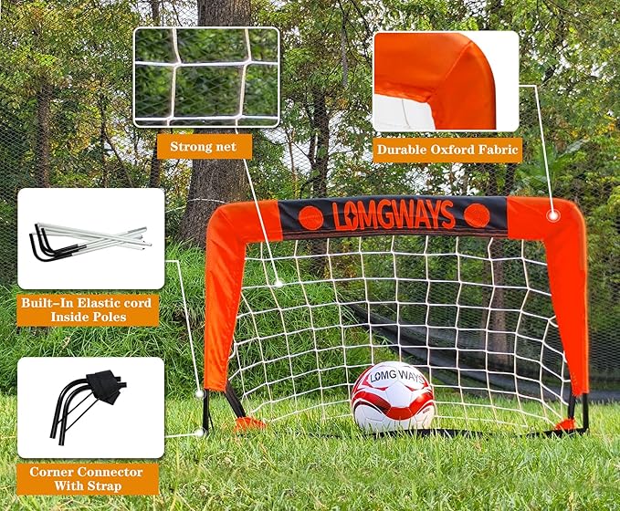 Soccer Goal – Foldable Frame Net for Kids + Youth – Indoor + Outdoor Soccer Goal with Carry Bag – Easy Setup – Multiple Sizes for Practice & Games