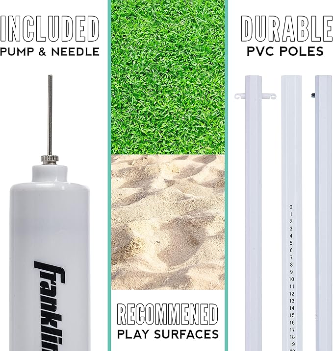 Franklin Sports Fun 5 Combo Outdoor Game Set - Backyard, Beach + Camping Games for Kids - Badminton, Volleyball, Flip Toss, Flying Disc - Horseshoes or Ring Toss