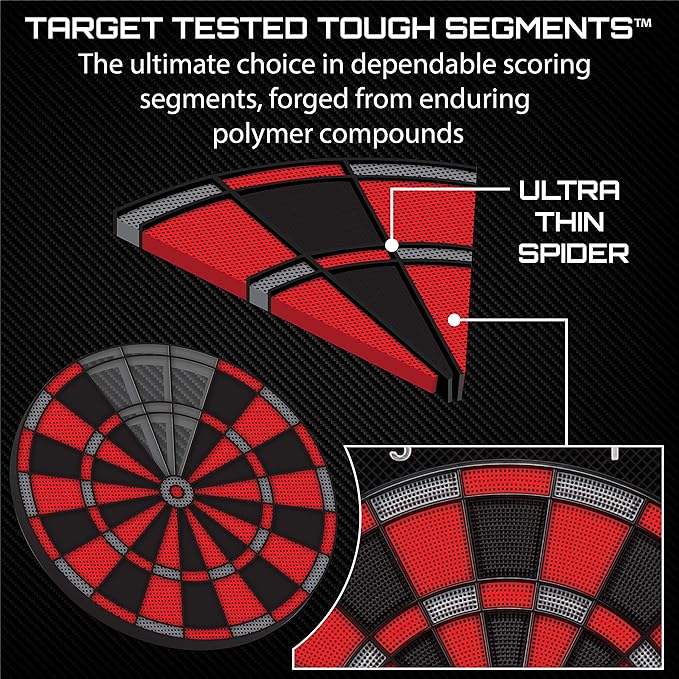 Viper by GLD Products Neptune Electronic Dartboard Cabinet Combo Pro Size Over 55 Games Large Auto-Scoring LCD Cricket Display Extended Dart Catch Area 16 Player Multiplayer with Soft Tip Darts and Power Adapter , 21.5" L x 26.5" W x 3.5" H