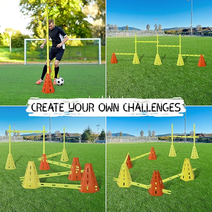 Yes4All Speed and Agility Training Equipment Set - Hurdles and Cones for Athletes in Soccer, Basketball, Football