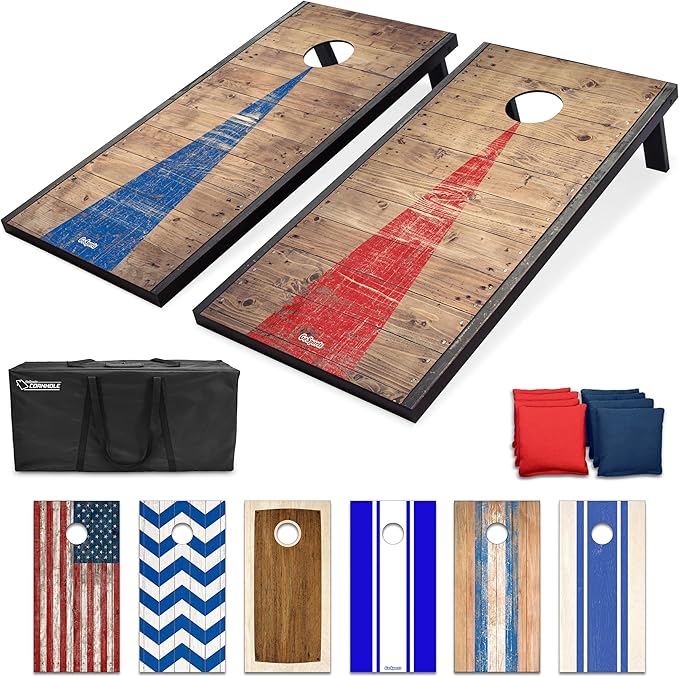 GoSports Portable Cornhole Sets, 8 Styles – Choose 4 x 2 ft or 3 x 2 ft - Boards Include 8 Bean Bags, Travel Case, and Game Rules
