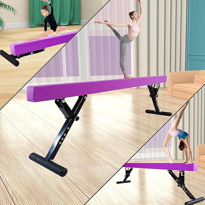 Adjustable Balance Beam Gymnastics Beam 8 FT Adjustable Height Beams for Kids, High and Low Floor Beams,Gymnastics Equipment for Kids Adults Training at Home and Gym Center