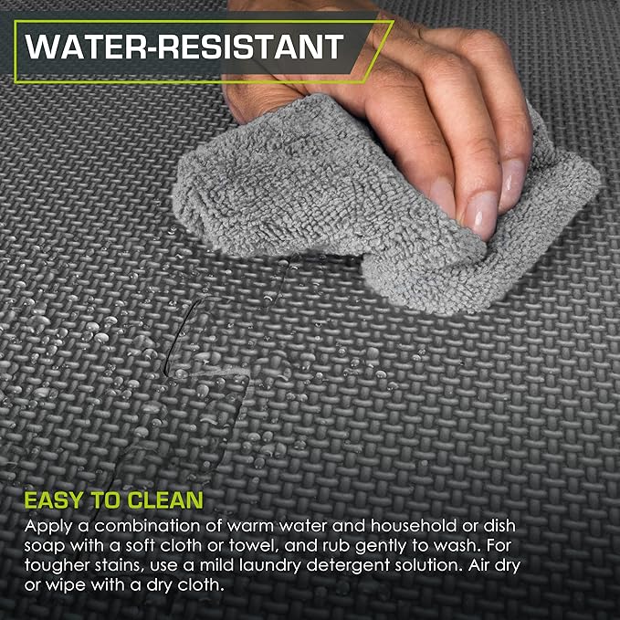 ProsourceFit Extra Thick Puzzle Exercise Mat , EVA Foam Interlocking Tiles for Protective, Cushioned Workout Flooring for Home and Gym Equipment, Grey - 3/4 inch - 24 Sq Ft - 6 Tiles