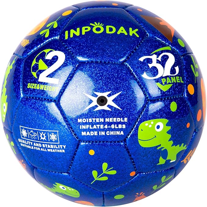 Kids Soccer Ball Size 2 Size 3 Size 4 Glitter Unicorn Dinosaur- For Toddlers Kids Age 1-3 3-8 8-12 - Sports & Outdoors Ball Inflatable with Pump - Gift for Girls Boys Children Youth School Birthday