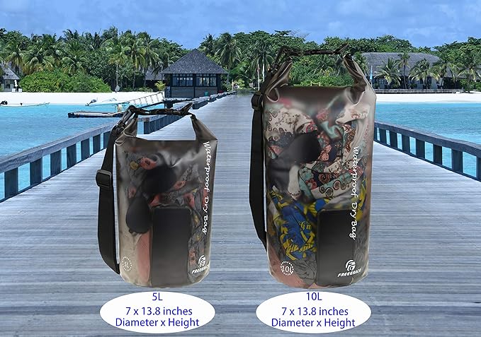 Freegrace Waterproof Dry Bag - Lightweight Dry Sack with Seals and Waterproof Case - Float on Water - Keeps Gear Dry for Kayaking, Beach, Rafting, Boating, Hiking, Camping and Fishing