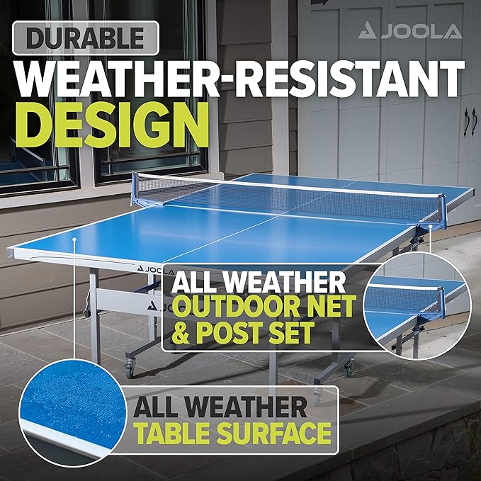 JOOLA NOVA Outdoor Ping Pong Table with Waterproof Table Tennis Net Set - Quick Assembly - All Weather Aluminum Composite Surface - Tournament Quality - Indoor & Outdoor Compatible