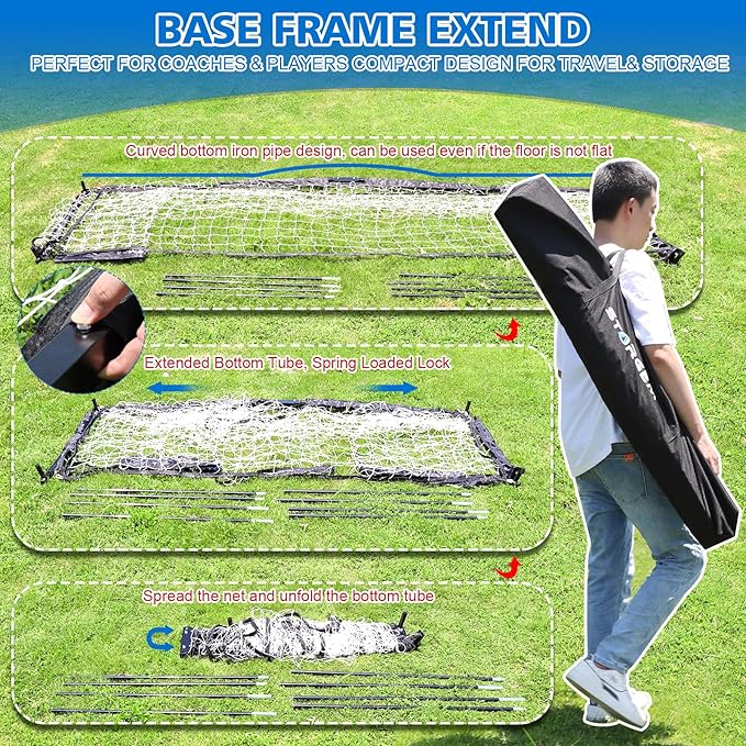 Storgem Soccer Goal,Soccer Net,Soccer Goals for Backyard,with Bow Frame,Collapsible Metal Base and 15 Training Cones