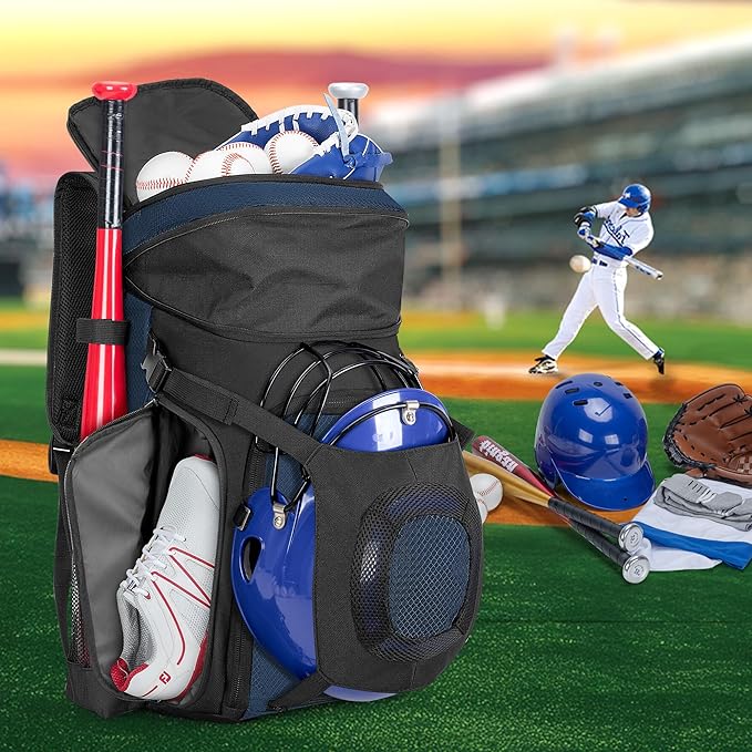Baseball Bag for Adult and Youth, Baseball Backpack Softball Bag with Helmet Holder, Shoe Compartment and Fence Hook