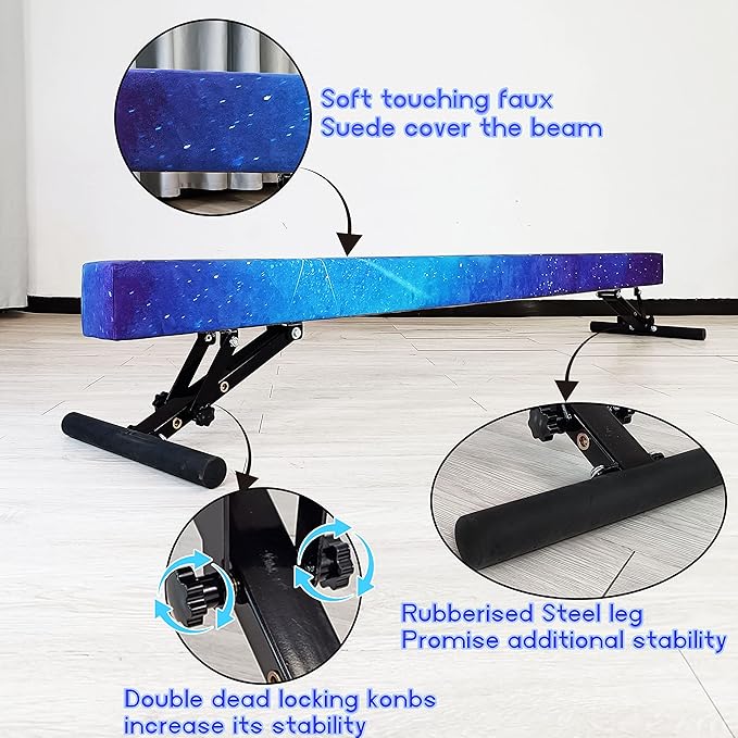 Adjustable Balance Beam Gymnastics Beam 8 FT Adjustable Height Beams for Kids, High and Low Floor Beams,Gymnastics Equipment for Kids Adults Training at Home and Gym Center