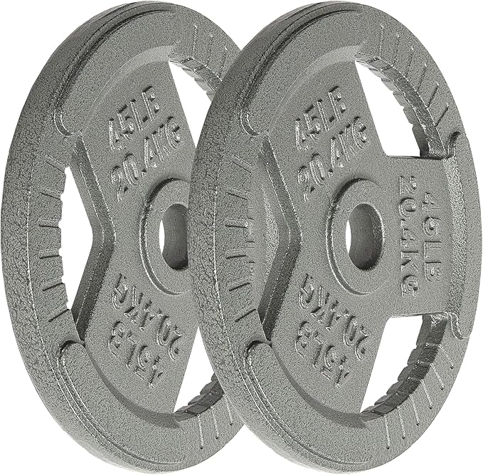 Cast Iron Gym Weight Plates | 1" and 2" Olympic Bumper Plates for Weightlifting, CrossFit, Deadlift, and Squat