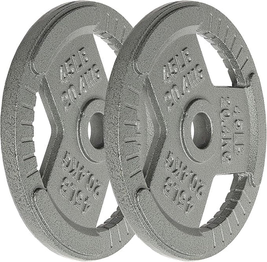 Cast Iron Gym Weight Plates | 1" and 2" Olympic Bumper Plates for Weightlifting, CrossFit, Deadlift, and Squat
