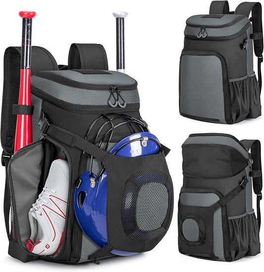 Baseball Bag for Adult and Youth, Baseball Backpack Softball Bag with Helmet Holder, Shoe Compartment and Fence Hook