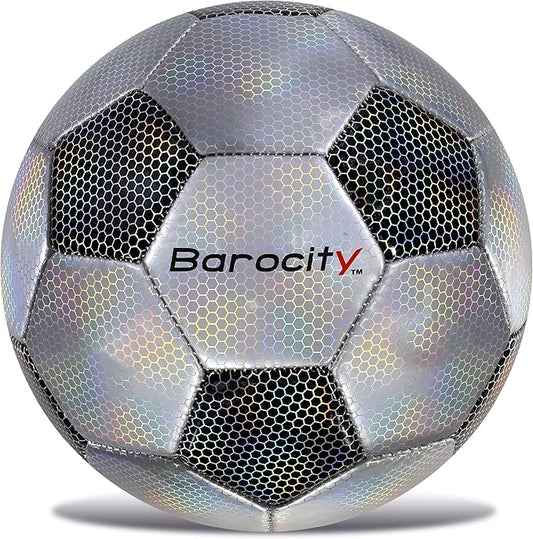 Soccer Ball - Premium Boy and Girl Official Match Ball with Cool Reflective Iridescent Rainbow Hex Pattern, Durable, Indoor, Outdoor, Training, Practice, Playtime and Games