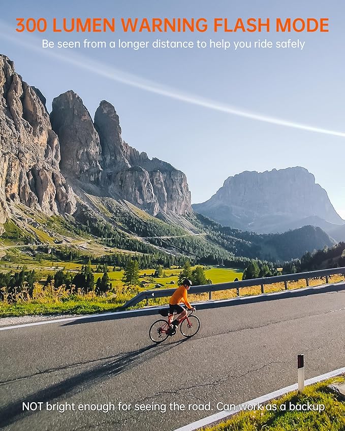 RAVEMEN FR300 Compatible with Garmin/Wahoo Bike Computer, 300 Lumen Warning Flashing 6 Modes Cycling Computer Accessories with Auto On Off, USB C Rechargeable for Road Bike (Patent Protected)