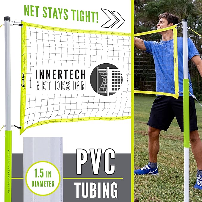 Franklin Sports Badminton Set - Portable Backyard + Beach Badminton Set - Adult + Kids 4 Player Badminton Net Set - (4) Rackets + (2) Birdies Included - Advanced