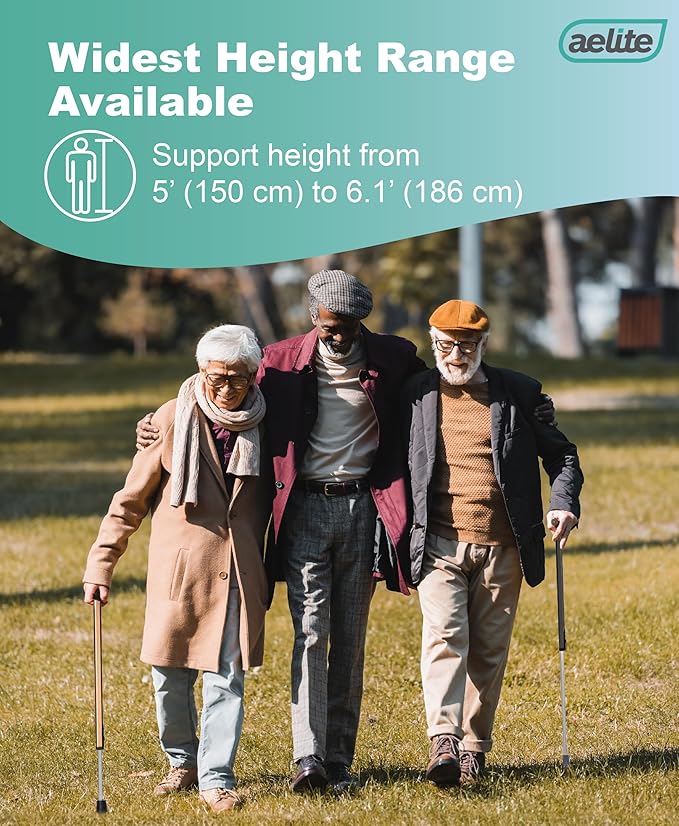 Aelite Walking Cane for Men and Women - Light, Durable, Retractable, Heavy Duty, Ergonomic Handle, High-Grade Aluminum Alloy, Canes for Seniors and Adults