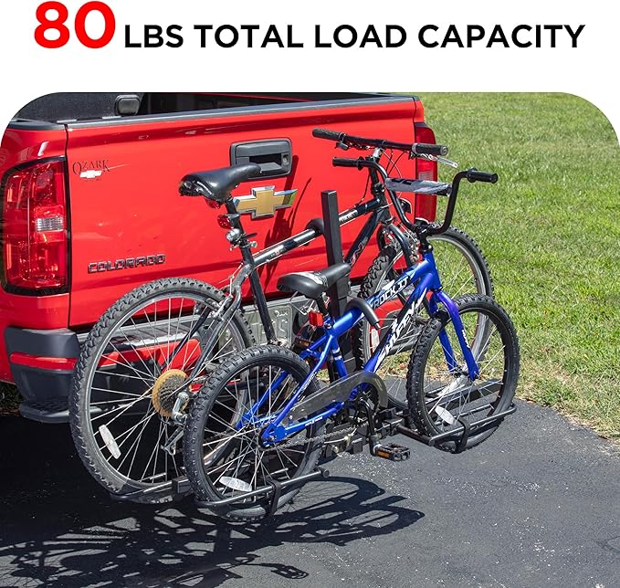 Young 2 Bike Rack Hitch Mount Foldable Platform Style, Bicycle Carrier for Cars SUVs Trucks Vans, 80 lbs. Capacity