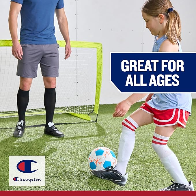 Champion Youth & Adult Soccer Ball - Paneled Design, Enhanced Control, Durable Cover & Butyl Bladder, for Indoor & Outdoor Training, Sizes 3, 4, 5, Includes 6" Pump