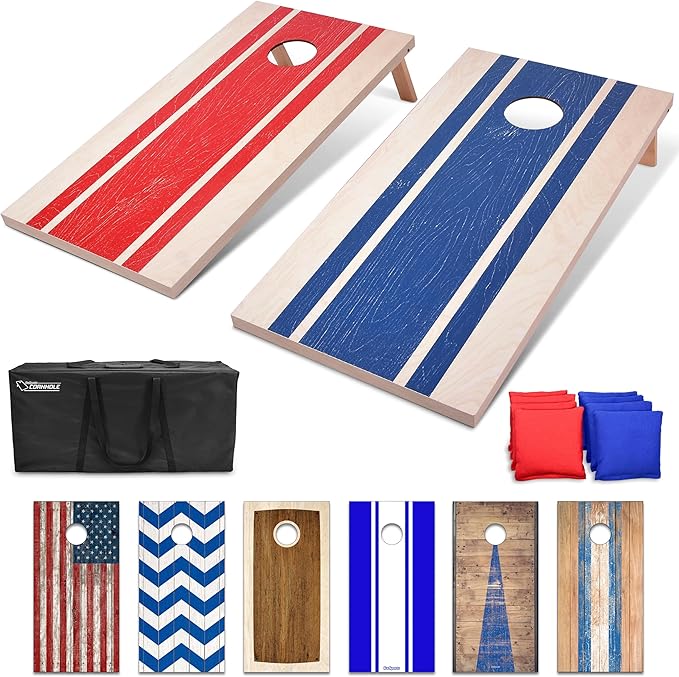 GoSports Portable Cornhole Sets, 8 Styles – Choose 4 x 2 ft or 3 x 2 ft - Boards Include 8 Bean Bags, Travel Case, and Game Rules
