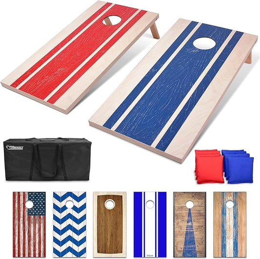 GoSports Portable Cornhole Sets, 8 Styles – Choose 4 x 2 ft or 3 x 2 ft - Boards Include 8 Bean Bags, Travel Case, and Game Rules