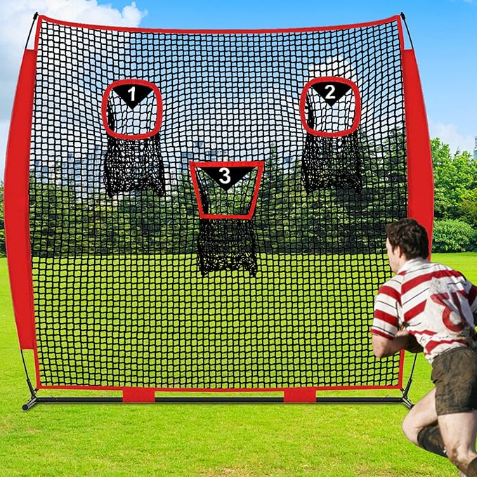 Football Nets for Throwing, Football Target Net Quarterback Throwing Net Football Target Practice Accuracy, Portable Football with 3 Throwing Targets