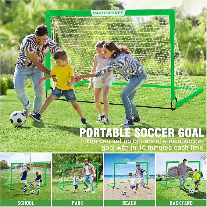 Soccer Goal, 2 of 6'x4' Kids Soccer Goals for Backyard Set, Portable Pop Up Soccer Net, Practice Soccer Training Equipment with Ball, Cones for Toddler,Youth Sports Outdoor Games Yard Play