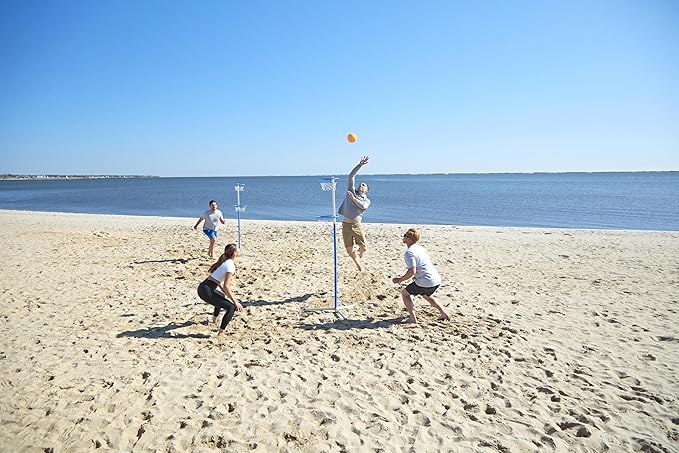 7 FT - World’s First Sports Game to Mash Volleyball & Basketball - Setup in Seconds - Quick & Easy to Learn Full Court Volleyball & Basketball Game - Fun to Play - for All Ages