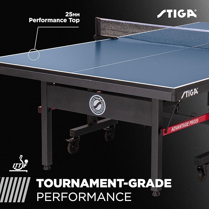 STIGA Advantage Series Ping Pong Tables - 13, 15, 19, and 25mm Tabletops - Quickplay 10 Minute Assembly - Playback Mode - Recreational to Tournament Level
