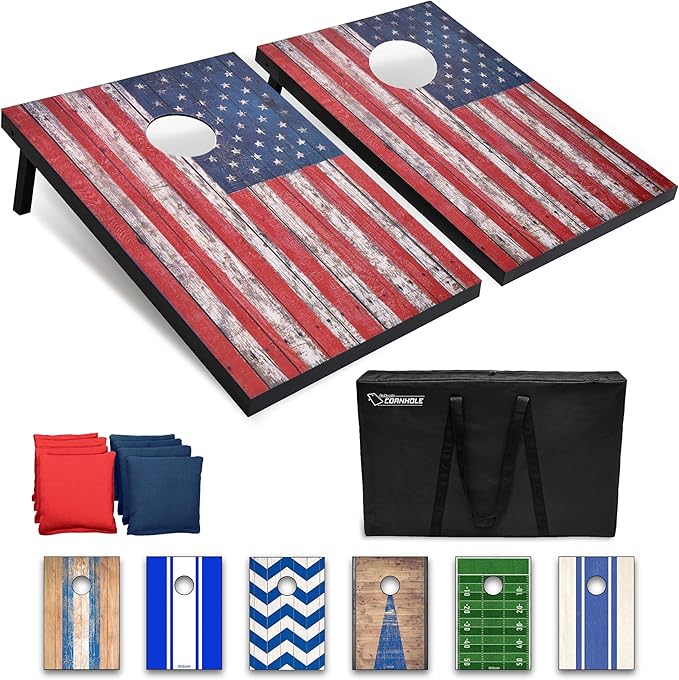 GoSports Portable Cornhole Sets, 8 Styles – Choose 4 x 2 ft or 3 x 2 ft - Boards Include 8 Bean Bags, Travel Case, and Game Rules