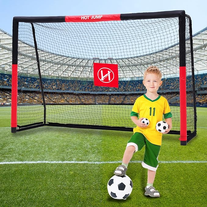 Soccer Goal for Backyard,6x4/8x5/10x6.5/12x6.5ft Metal Soccer, Soccer Goal for Kids 8-12, Soccer net with Zipper Design, Easy Assemble, Weatherproof Foam Padded Goal Post, Adults