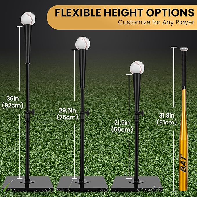 Baseball Batting Tee Set with Light Weight Aluminum Bat and Baseball - Hitting Tee - Baseball Tee - Batting Tees for Baseball - Hitting Tee for Baseball - Baseball Hitting Tee - Baseball Tee Set