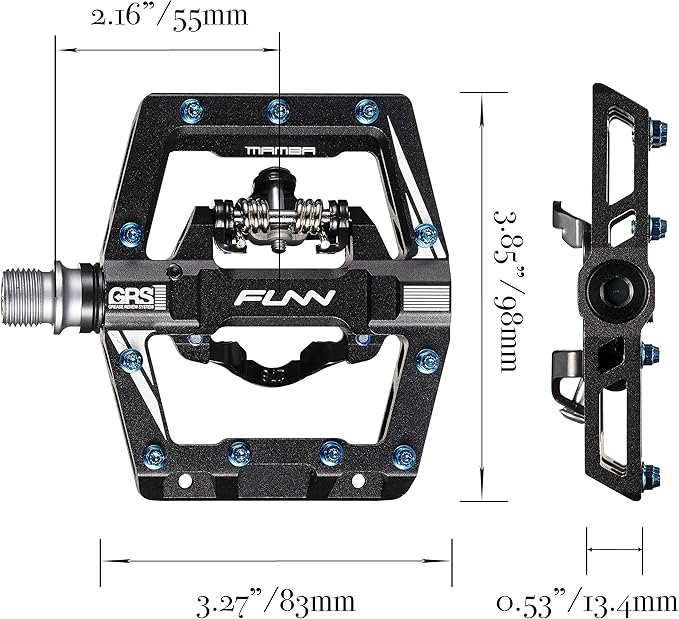 Funn Mamba S MTB Clipless Pedals, Single Sided Clip Mountain Bike Pedals, Compatible with SPD Cleats, 9/16-Inch CrMo Axle Bicycle Pedals for MTB/BMX/Gravel Cycling